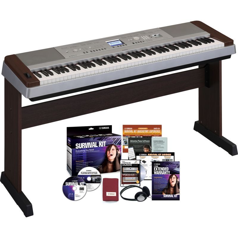 Yamaha DGX640W Digital Piano Bundle with Yamaha Survival Kit   Walnut