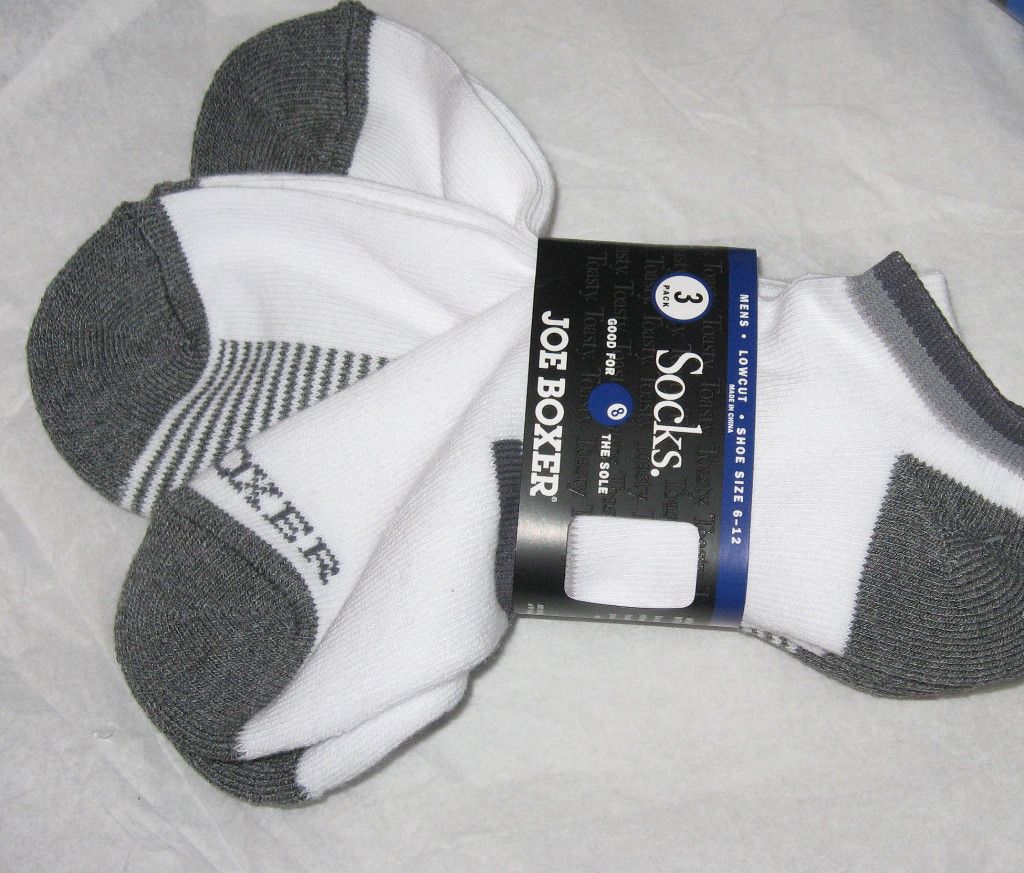 Mens 3 PR JOE BOXER White Combo Pack LOWCUT SOCKS~GOLF GYM