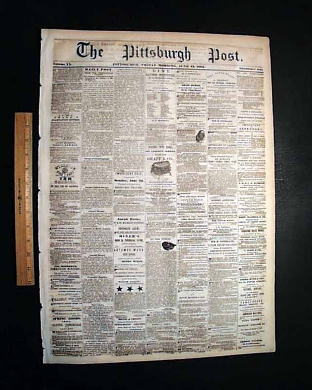 Dewrys Bluff VA 1862 Pittsburgh PA Civil War Newspaper