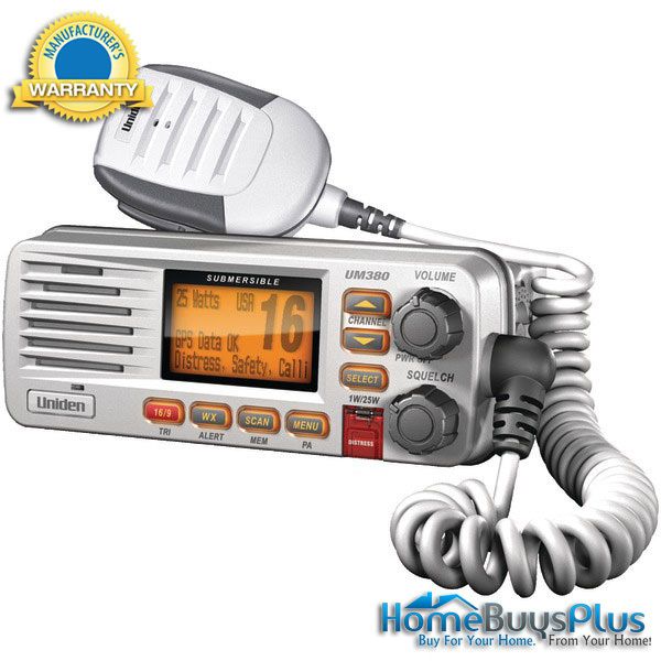 Uniden UM380 Fixed Mount VHF 2 Way Marine Radio White