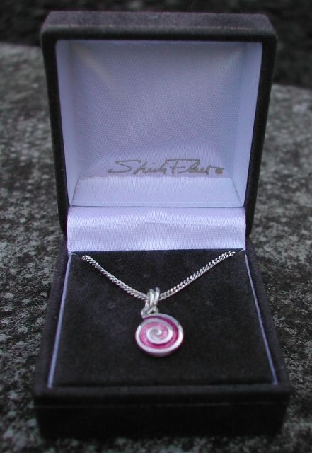 Sheila Fleet Celtic Silver Amethyst Enamel Pendant Chain Skara Brae