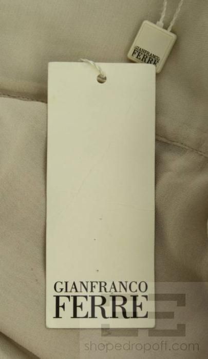 Gianfranco Ferre Beige Grey Beaded Silk Dress Size 44 New