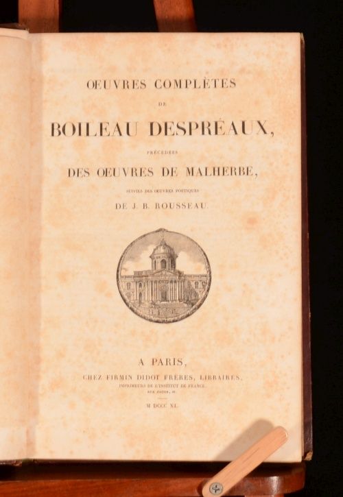 1840 Oeuvres Completes de Boileau Despreaux Oeuvres de Malherbes Et J