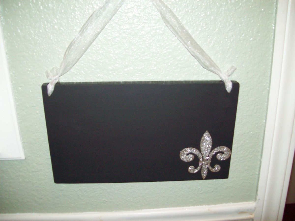 Paris Decor Glittered Fleur de Lis Chalkboard French Decor