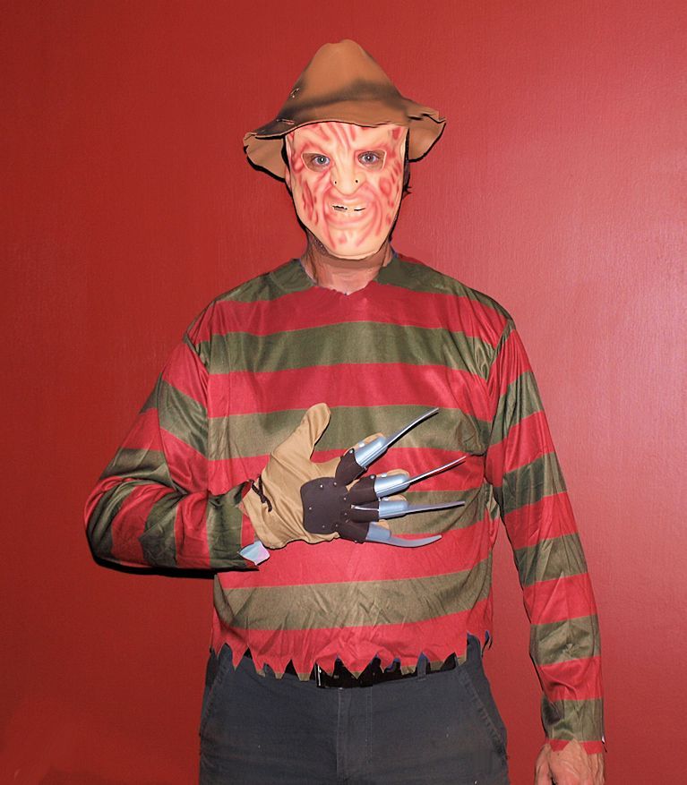 Freddy Krueger Nightmare on Elm St Adult Costume Set Top Hat Mask Claw