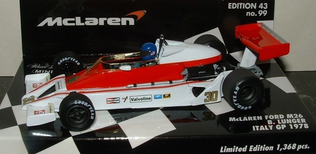 Brett Lunger Minichamps 1 43 McLaren Ford M26 GP Italy 1978