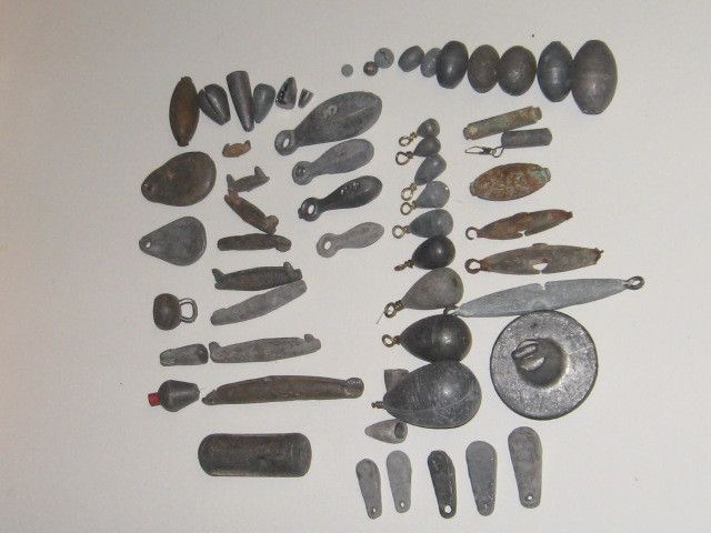 VERY OLD VINTAGE LEAD FISHING WEIGHTS SINKERS 57 DIFFERENT FROM