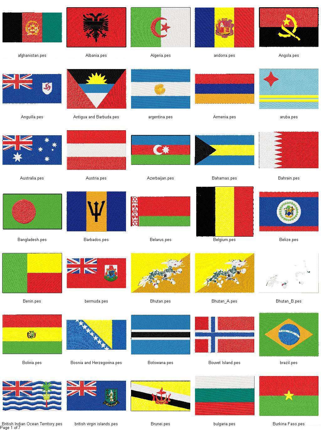 WORLD FLAGS COLLECTION (4x4)   Multi Format Machine Embroidery Designs