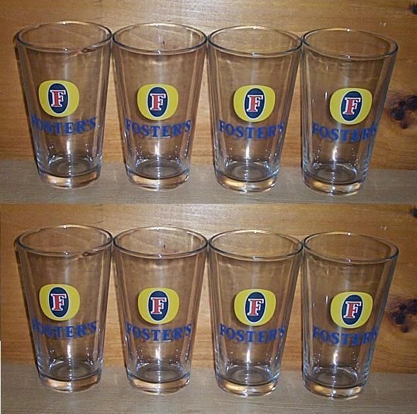 Fosters Lager 8 Pub Bar Beer Pint Glasses Fosters New