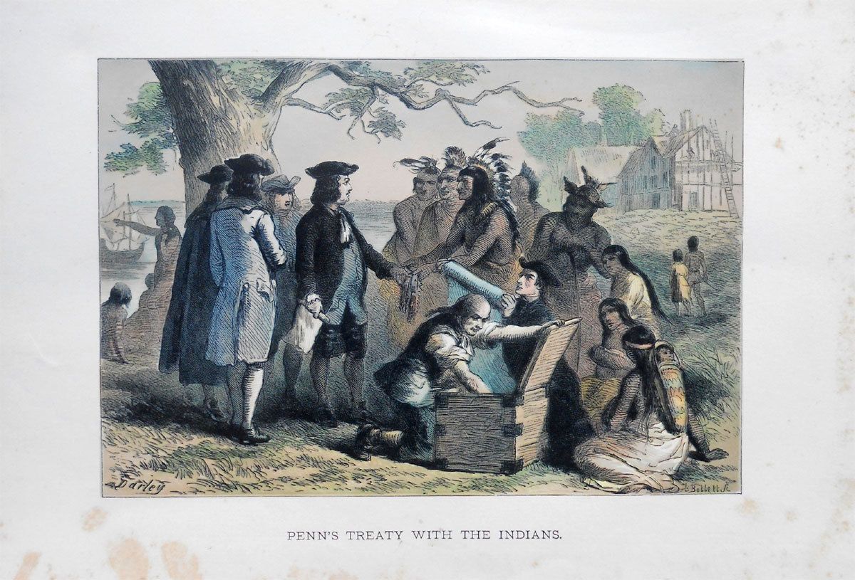 RARE PENNS TREATY with the INDIANS formerly   Steel Engraving (hand