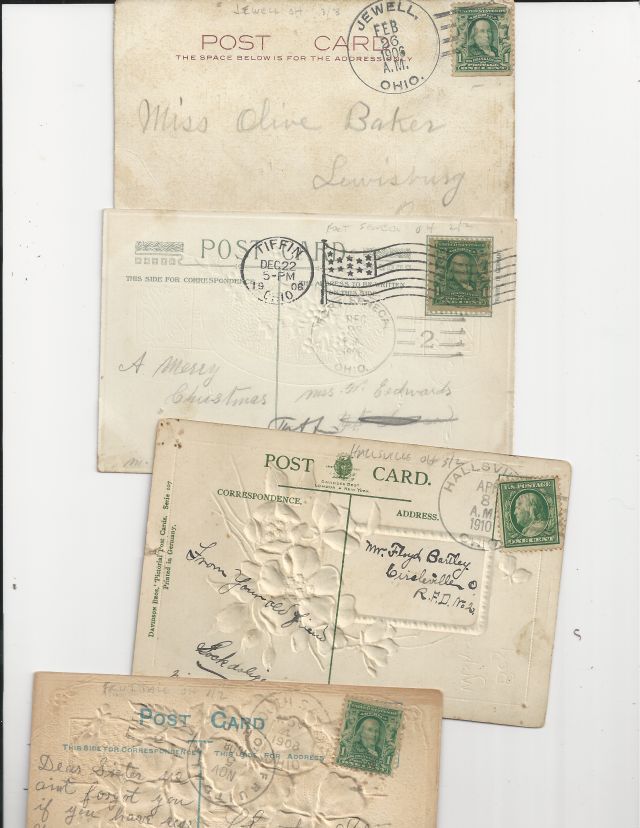 oldhal Lot of 4 Ohio Doane Cancels/Fruitdale, Hallsvale, FortSeneca