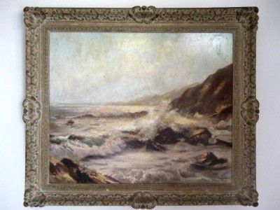 Antique F Ferruzza Ocean Seascape Oil Painting Sun on The Sea Very