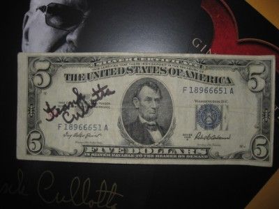 Frank Cullotta Casino Signed Vintage Silver Cert 5 00 Bill RARE