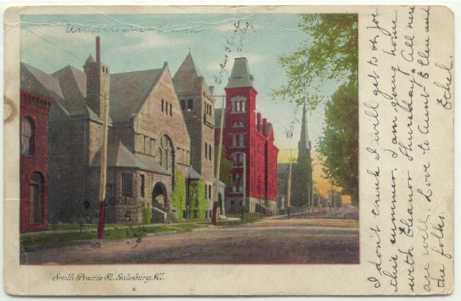 Galesburg IL South Praire St. c1907 Postcard   Illinois . Some wear