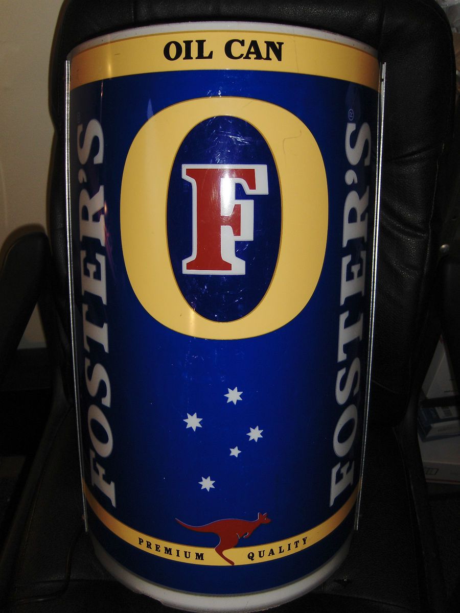 FOSTERS BEER ALE HUGE GIANT OIL CAN BAR LIGHT SIGN AUSTRALIA MIRROR