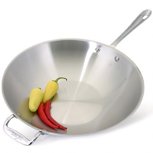 New All Clad Tri Ply Stainless Steel 14 Open Stir Fry Pan