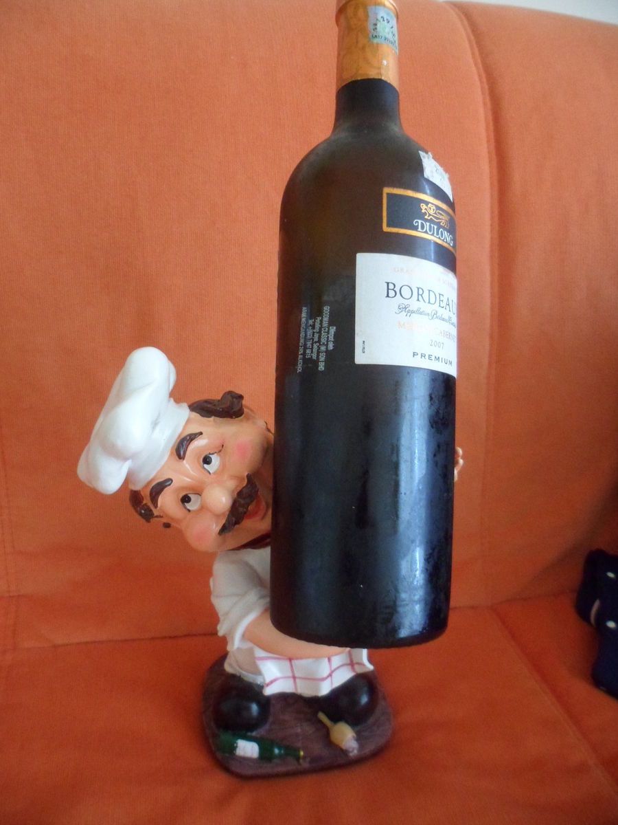 Fat Italian French Chef figurine Wine Bottle Holder Restaurant Cafe