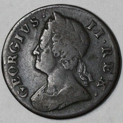 1749 George II Colonial 1 2 Half Penny Old US Coins