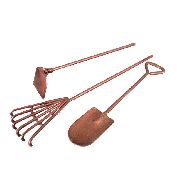 Dollhouse Miniature Fairy Mini Garden Tools 3 P Set Rake Hoe Shovel In