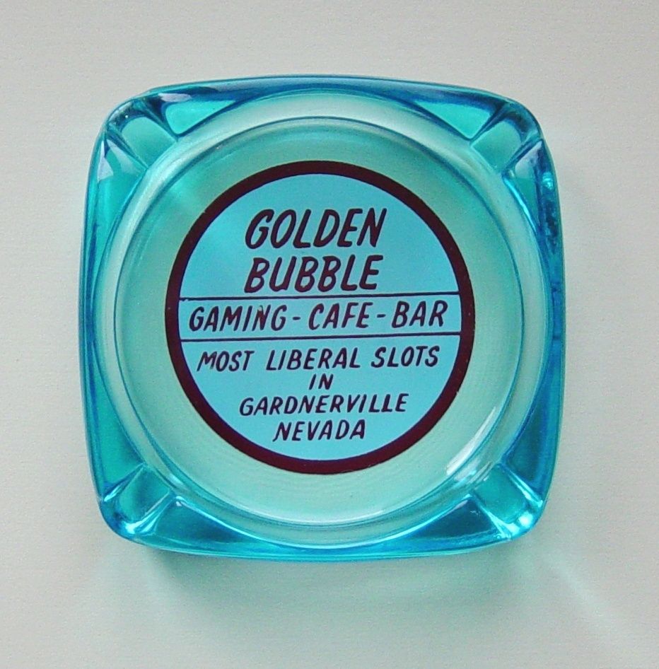 Golden Bubble Gardnerville NV RARE Vintage Blue Ashtray