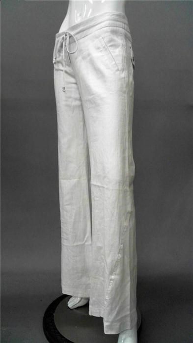 Georgie Ladies Womens 0 Zip Drawstring Pants Solar White Solid Slacks