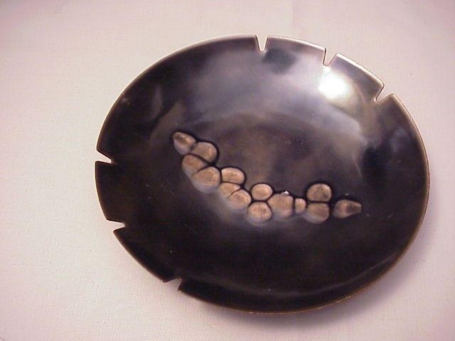 Vintage Signed Bovano Enamel Copper Ashtray Eames E