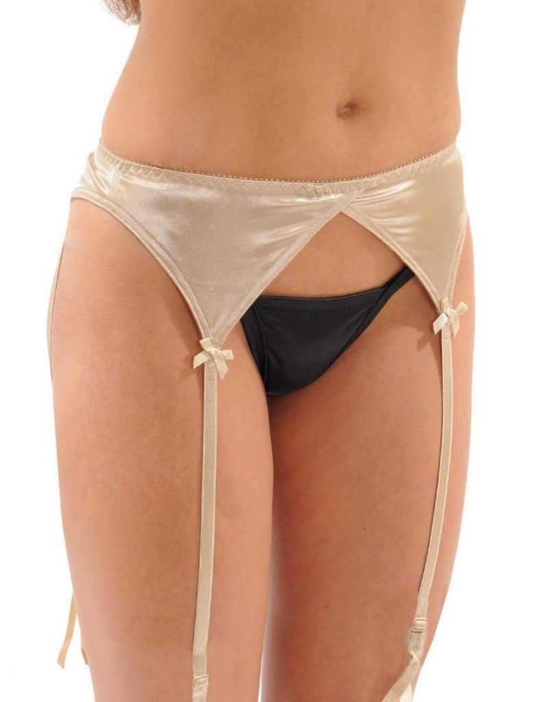 Vassarette Her Secret Satin Garter Belt Black or Beige