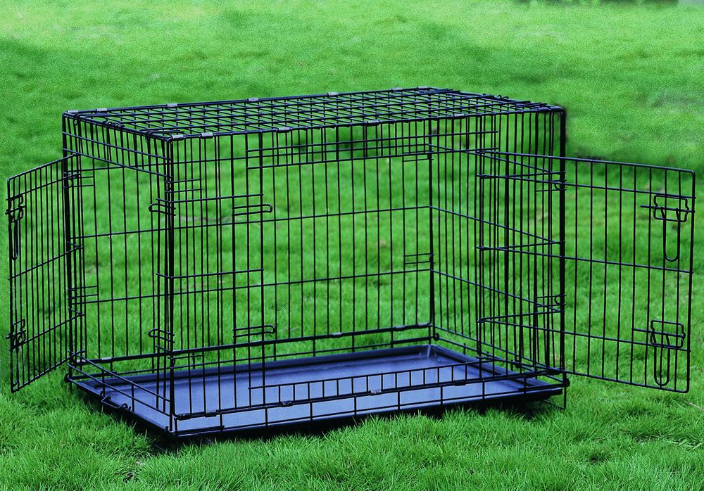 Extra Large 48 Folding Two Door Dog Crate Cage Kennel