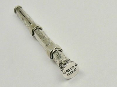  Victorian Solid Silver Propelling Pencil with DIP Pen V G C