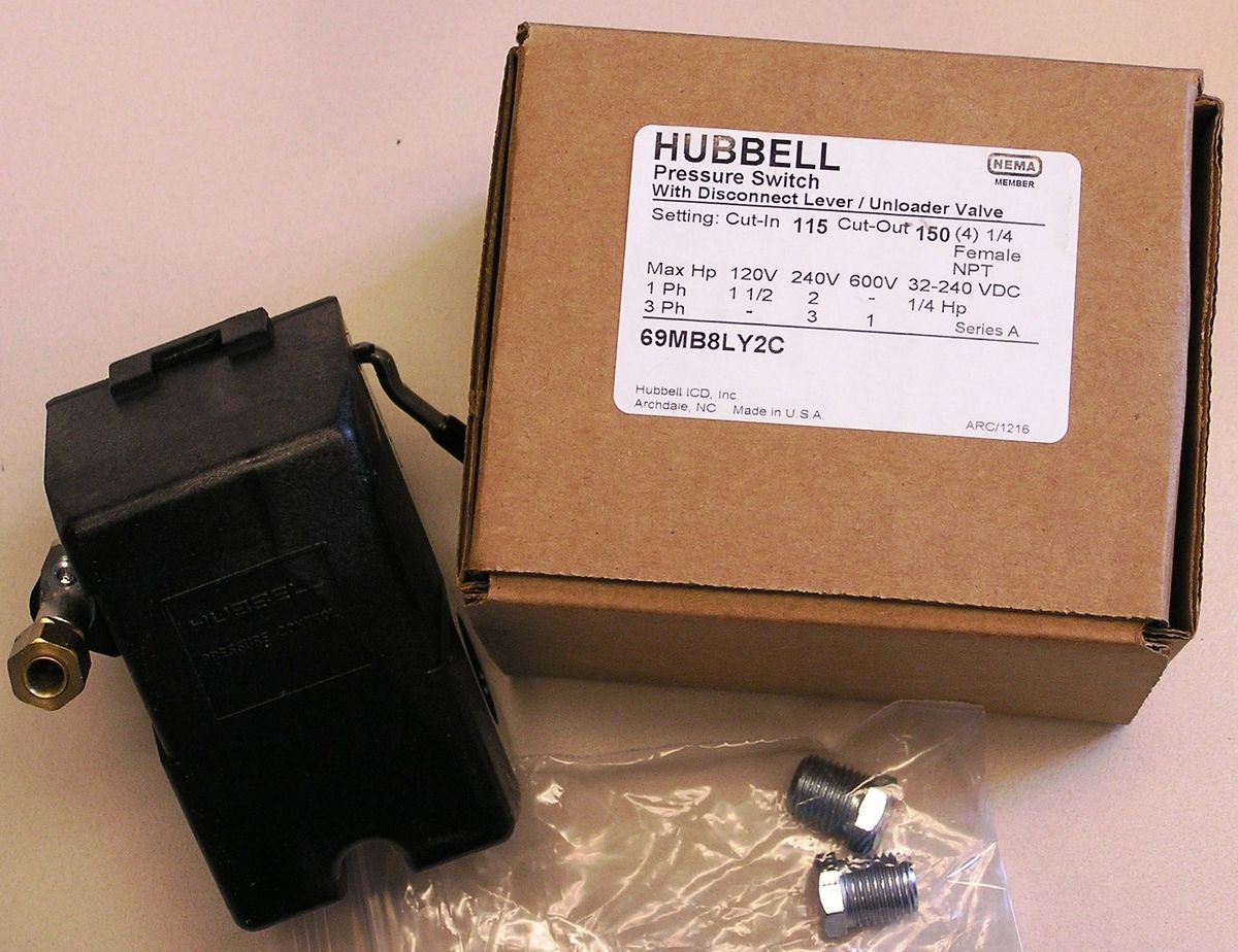 Furnas Hubbell 69MB8LY2C Air Compressor Pressure Switch 115 150PSI