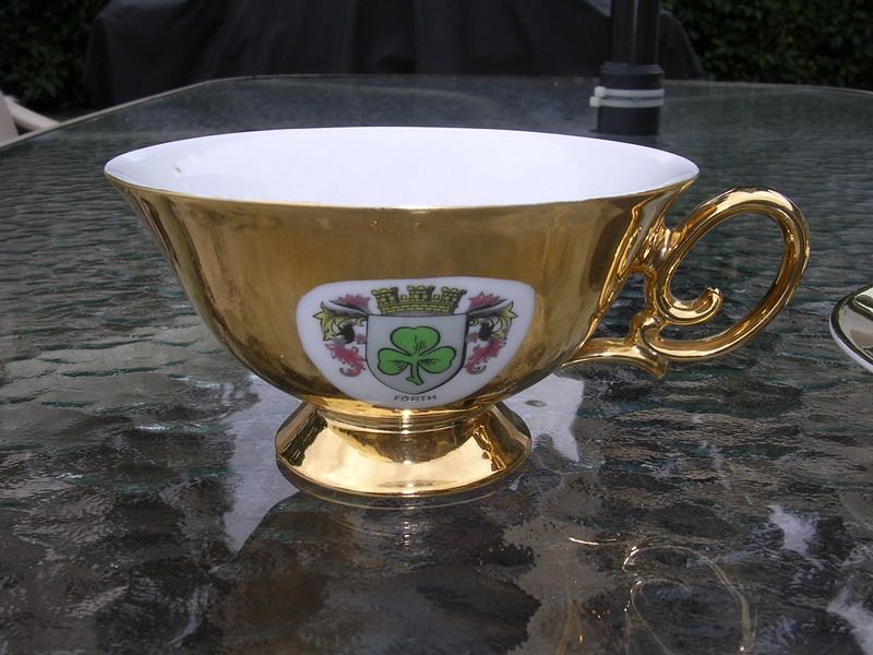 Gold Plated Cup Saucers Wasserturm Mannheim Furth