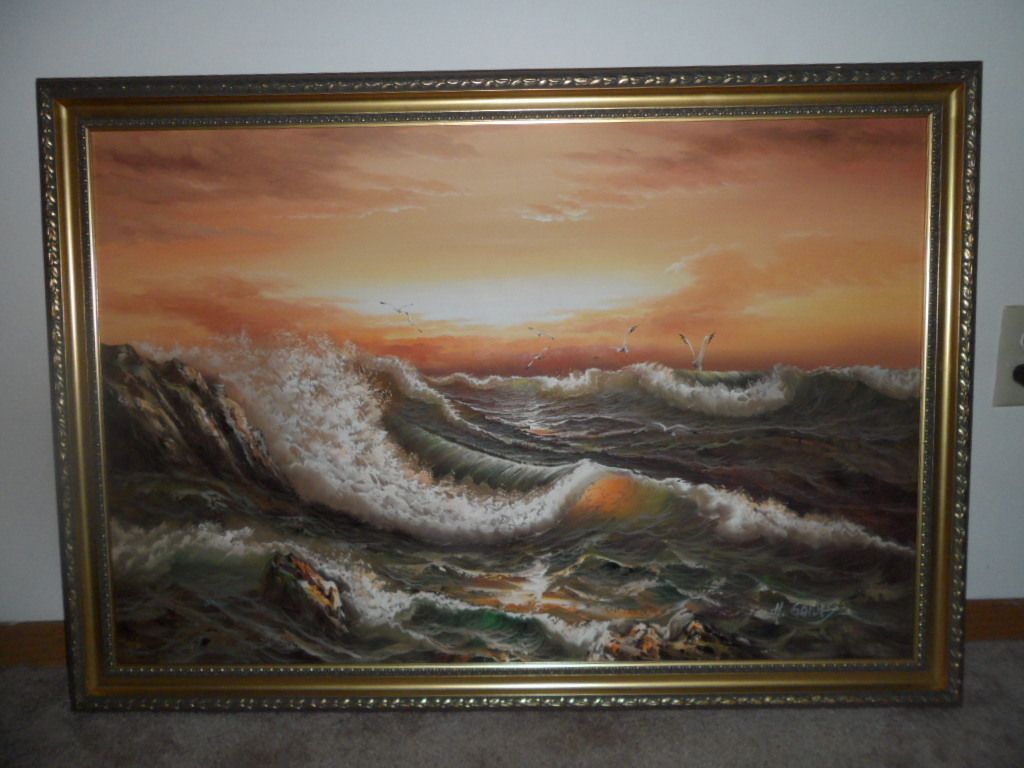 GAILEY OIL ON CANVAS SEASCAPE 24X36 VERY NICE .