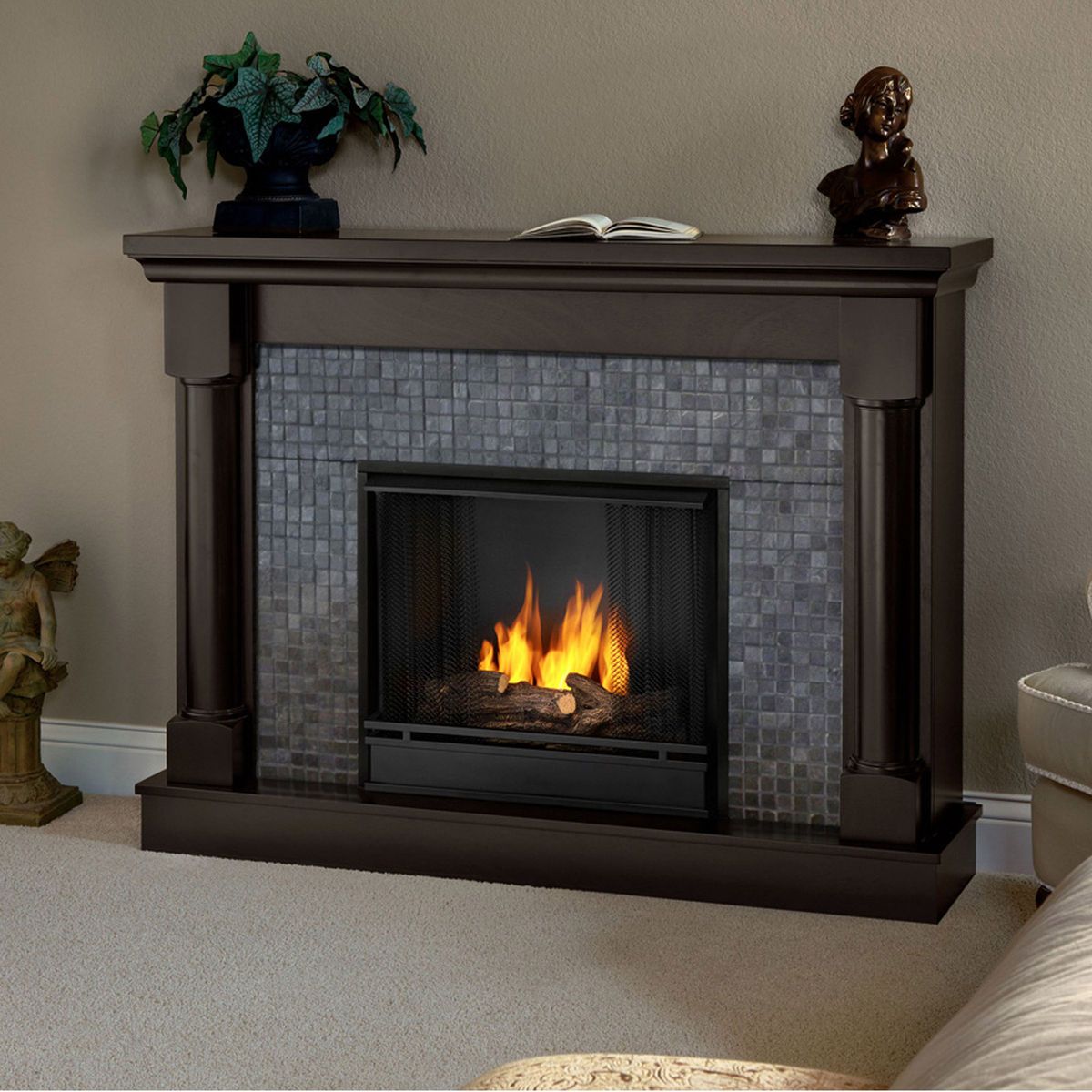 Real Flame Bennett Portable GEL Fireplace Heater WALNUT Realflame Free