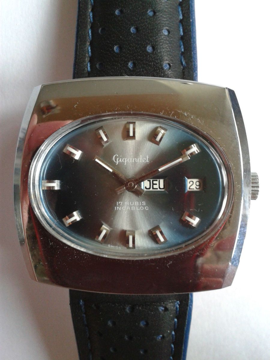 1970 Vintage Retro Gigandet Day Date 17 Jewel Mechanical Hand Wind