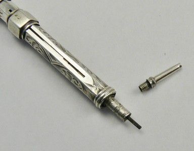  Victorian Solid Silver Propelling Pencil with DIP Pen V G C