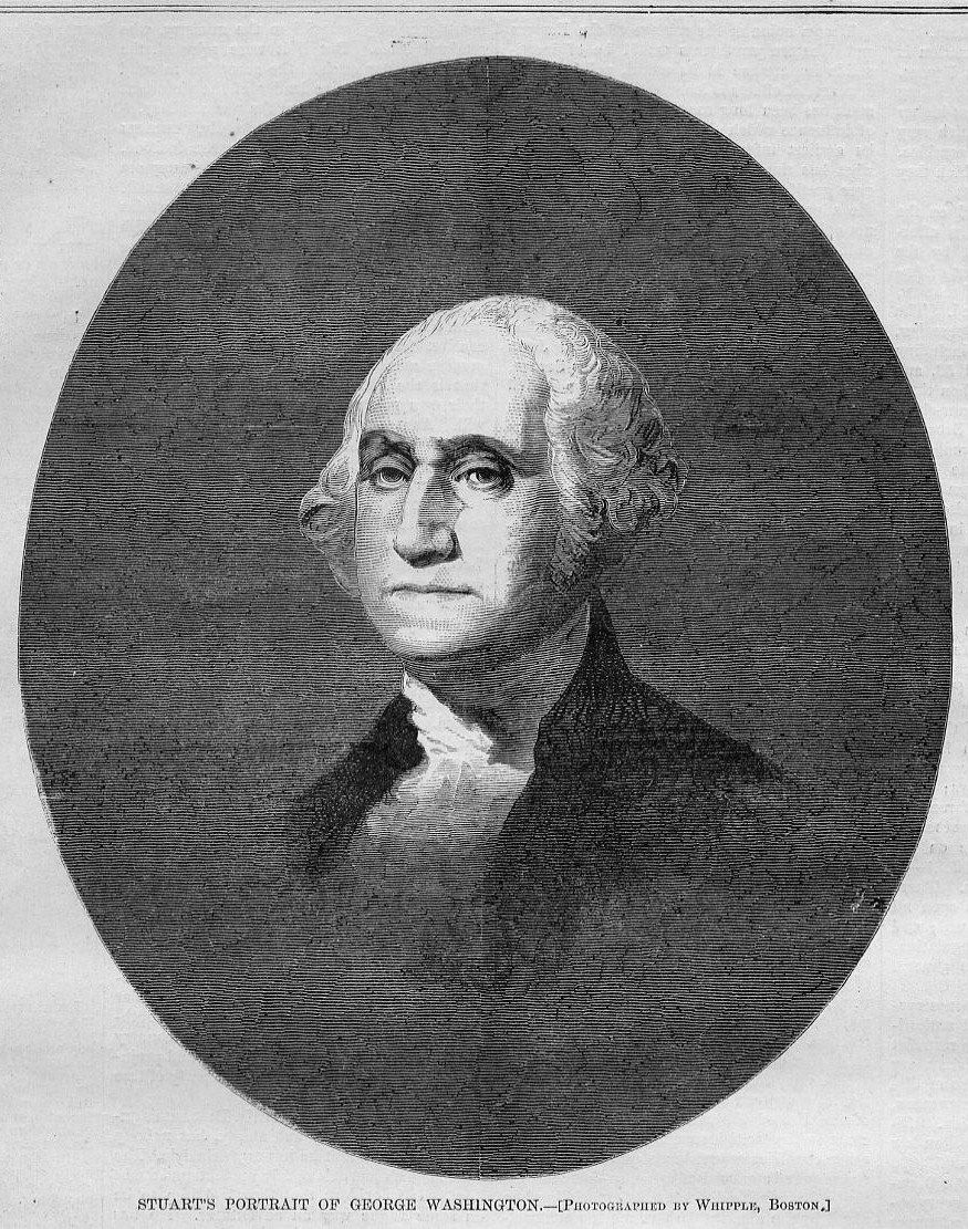 GEORGE WASHINGTON PORTRAIT, 1868 ANTIQUE WOOD CUT ENGRAVING PRESIDENT