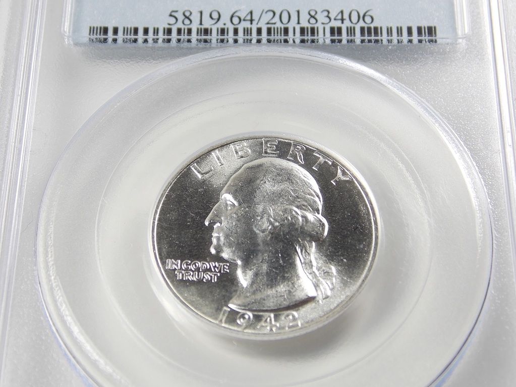 1942 s washington quarter pcgs ms 64