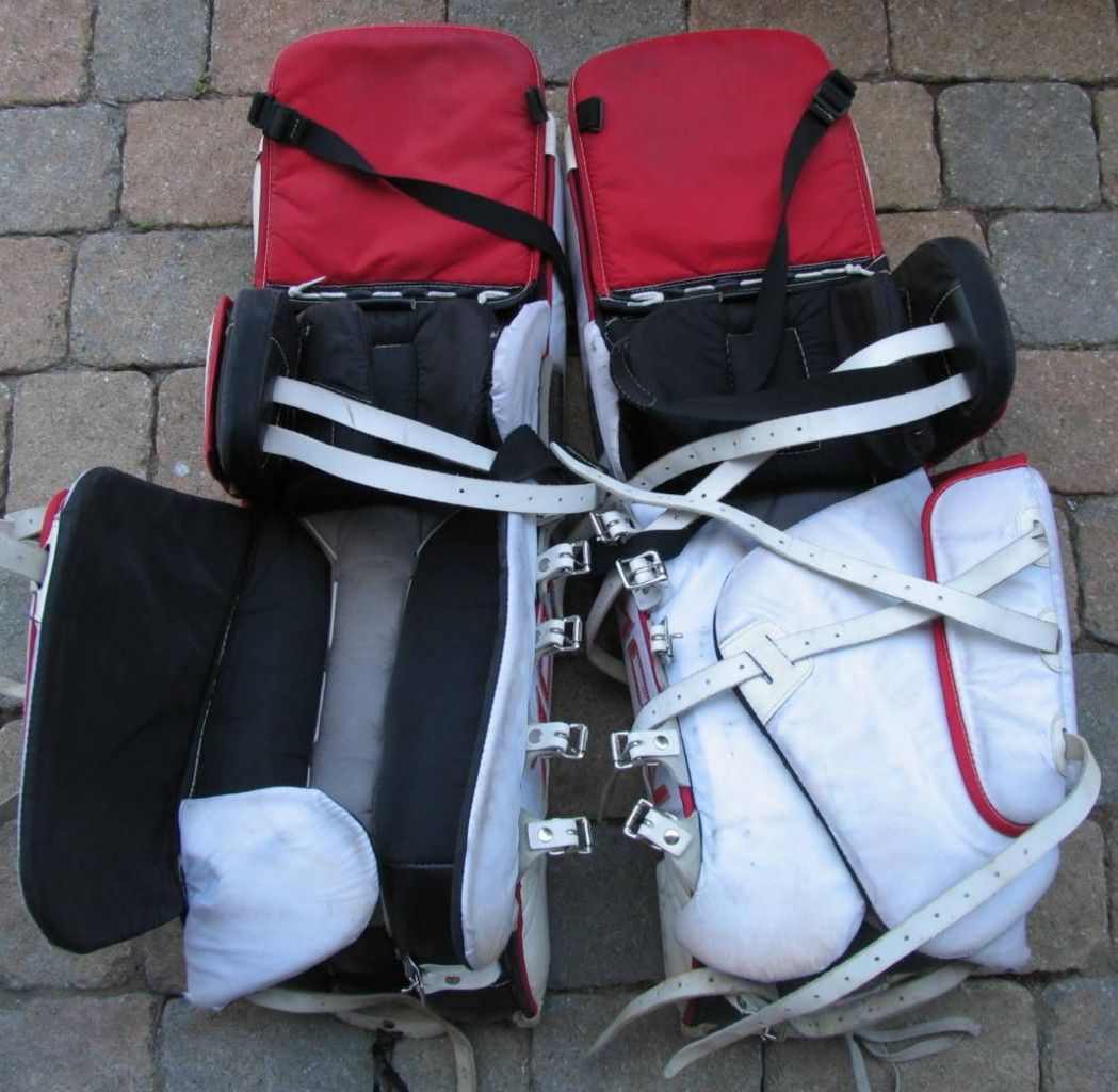 RBK Premier Series II Goalie Pads 32 2 Used $Ave White Red