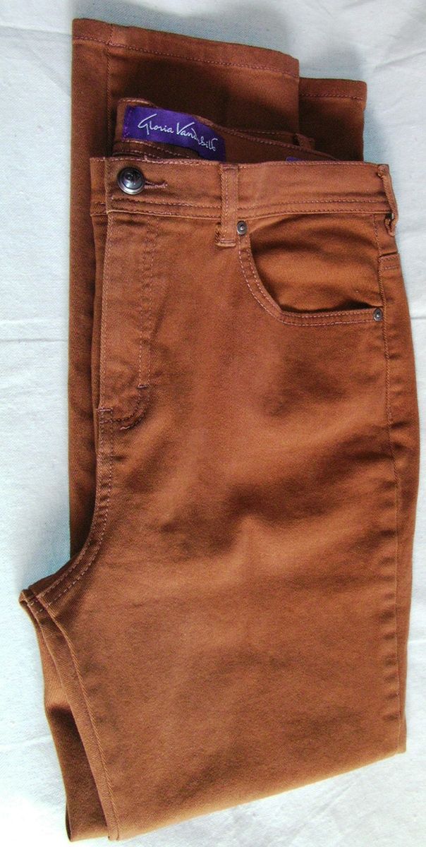 GLORIA VANDERBILT AMANDA JEANS Stretch Short Size 12, 32x28 Brown 5