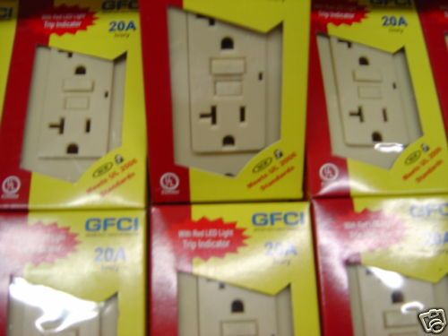 GFI GFCI Outlet 20 Amp 120V with LED 10pack Ivory