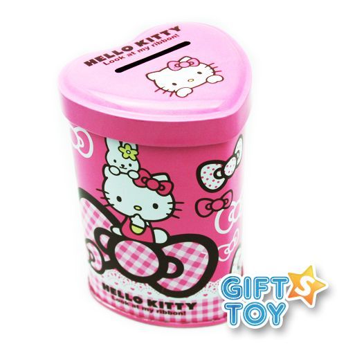  Hello Kitty Heart Shape Giant Ribbon Piggy Bank Coin Bank