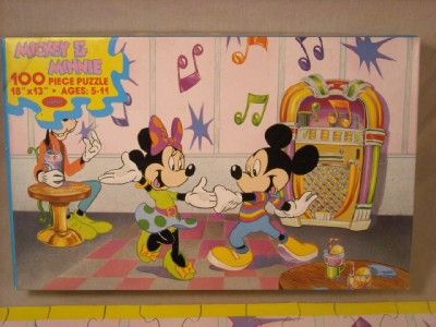  Disney 100 Piece Mickey Minnie Puzzle Goofy Soda Shop Complete