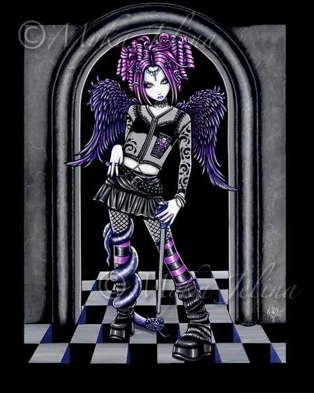 Gothic Pink Snake Guardian Angel 13x19 Print Natasha