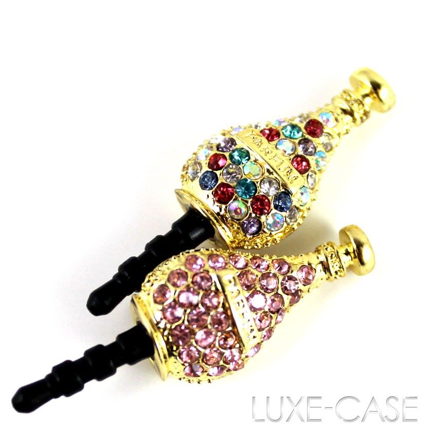 Perfume Parfum Pink Rhinestone iPhone Galaxy Dust Earphone Plug Charm