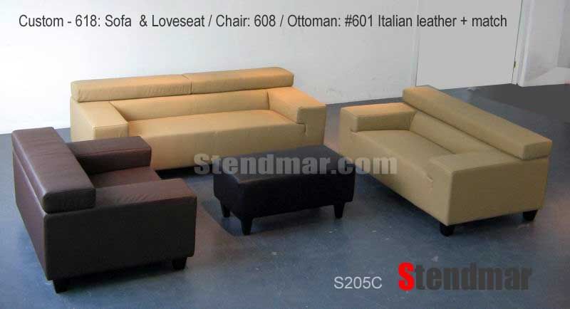 4pc New Modern Leather Sofa Love Chair Ottoman S205C