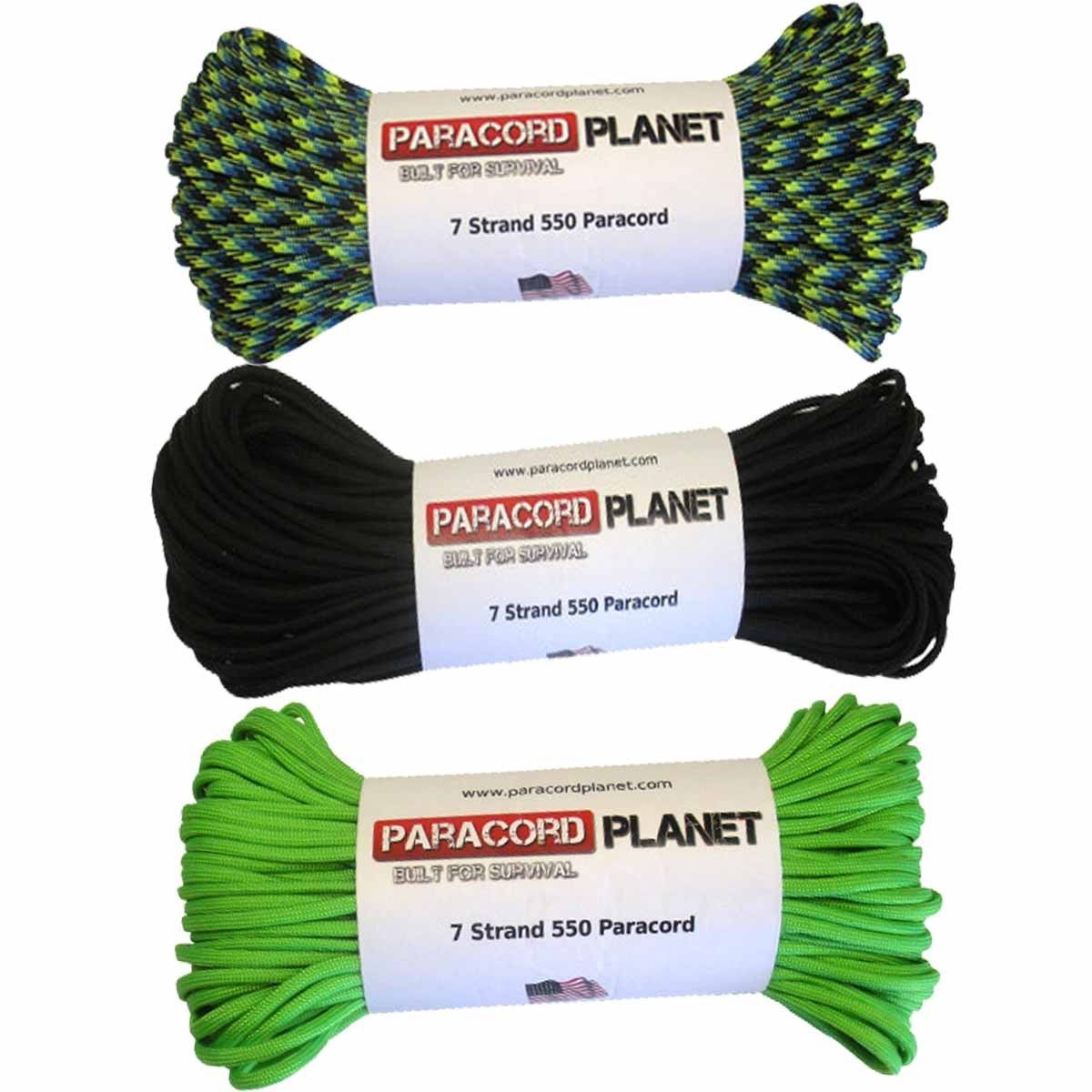 PARACORD 100 FT HANKS 300FT TOTAL SURVIVAL BRACELET AQUATICA BLACK