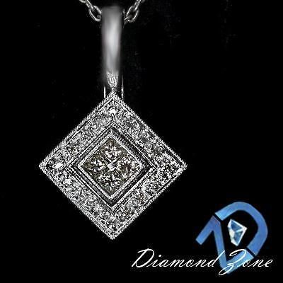  DIAMONDS VINTAGE STYLE PENDANT ART DECO SHAPE PRINCESS ROUND NECKLACE