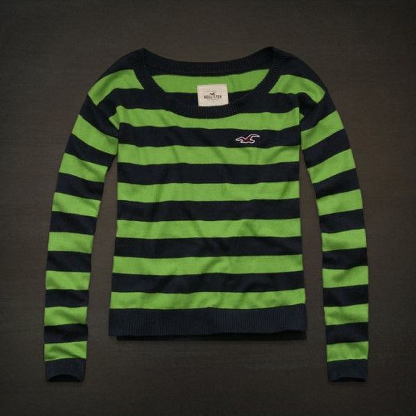   Womens NWT MEDIUM LAKE HODGES GREEN Striped Crew Sweater Shirt M