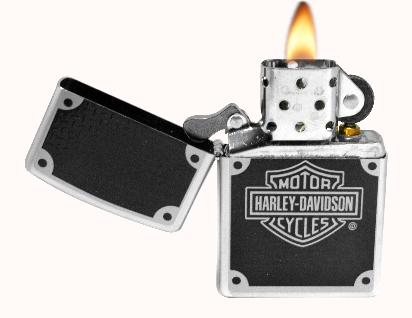 Zippo lighter 24025 harley davidson carbon satin chrome windproof NEW