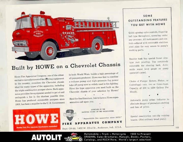  Howe Pumper Fire Truck Ad Grayslake Illinois Fire Department